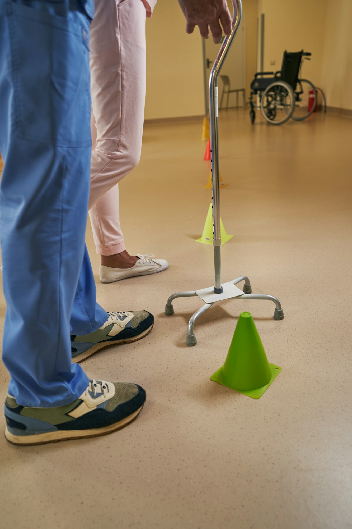 Stroke patient exercising during rehabilitation in hospital